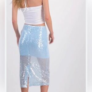 Bar III Sky Blue Sequin Pencil Skirt